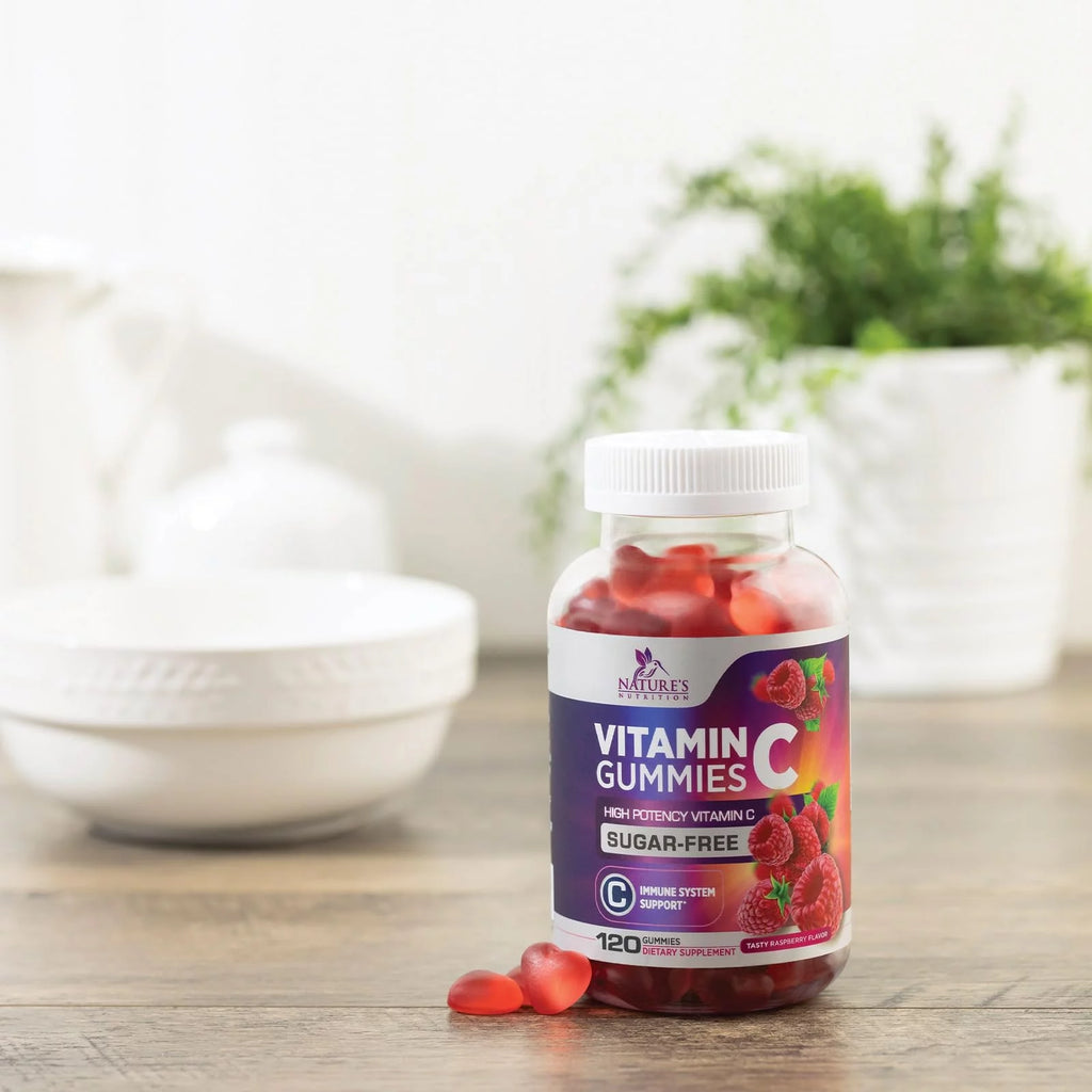 Sugar Free Vitamin C Gummies - Vegan, Non-GMO, Dairy & Gluten Free - Raspberry Flavor - 120 Count R16543