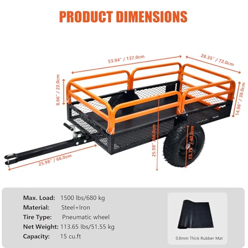 Steel Dump Cart 1500 Pounds 15 Cubic Feet Utility Trailer F3418