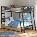 Twin Over Twin Metal Bunk Bed with Desk and Storage Drawers R971