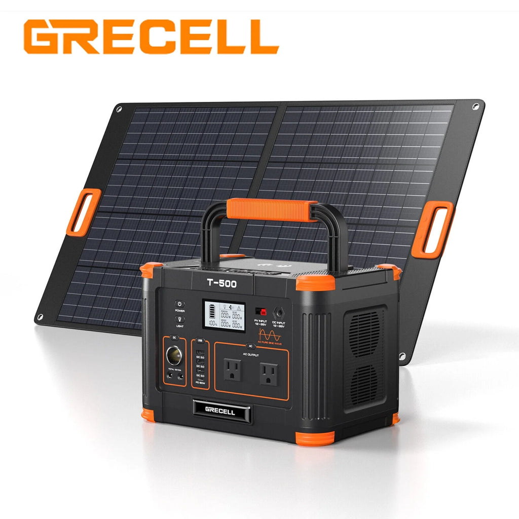 500W Portable Power Station and 100W Solar Panel Charger B30910