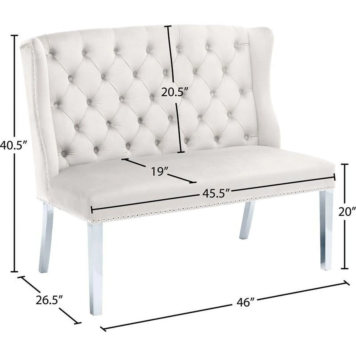 Cream Velvet Settee Bench J423