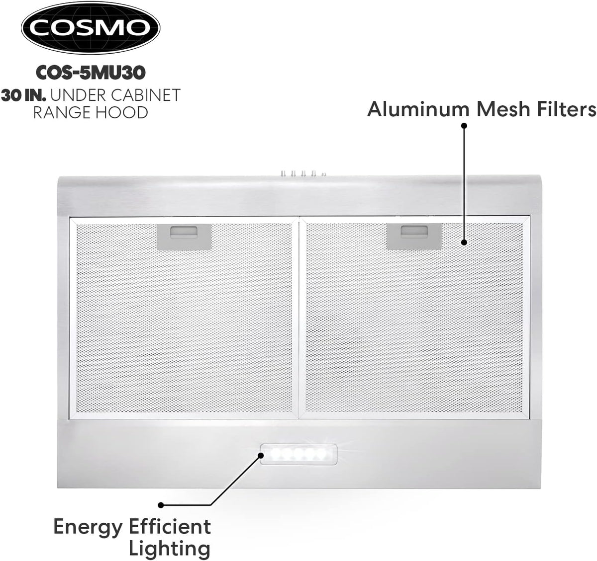 30 in. Under Cabinet Range Hood with 3 Speed Exhaust Fan and LED Lights in Stainless Steel S69687