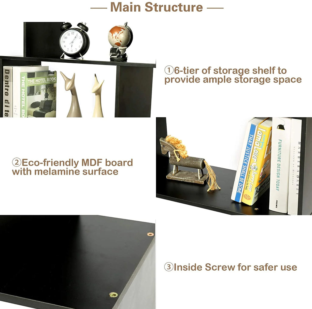 5-Tier Black Bookcase Shelving Unit X753