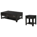 Ash Gray Wooden Lift Top Coffee And End Table Set With Tempered Glass Top And Drawer N309258