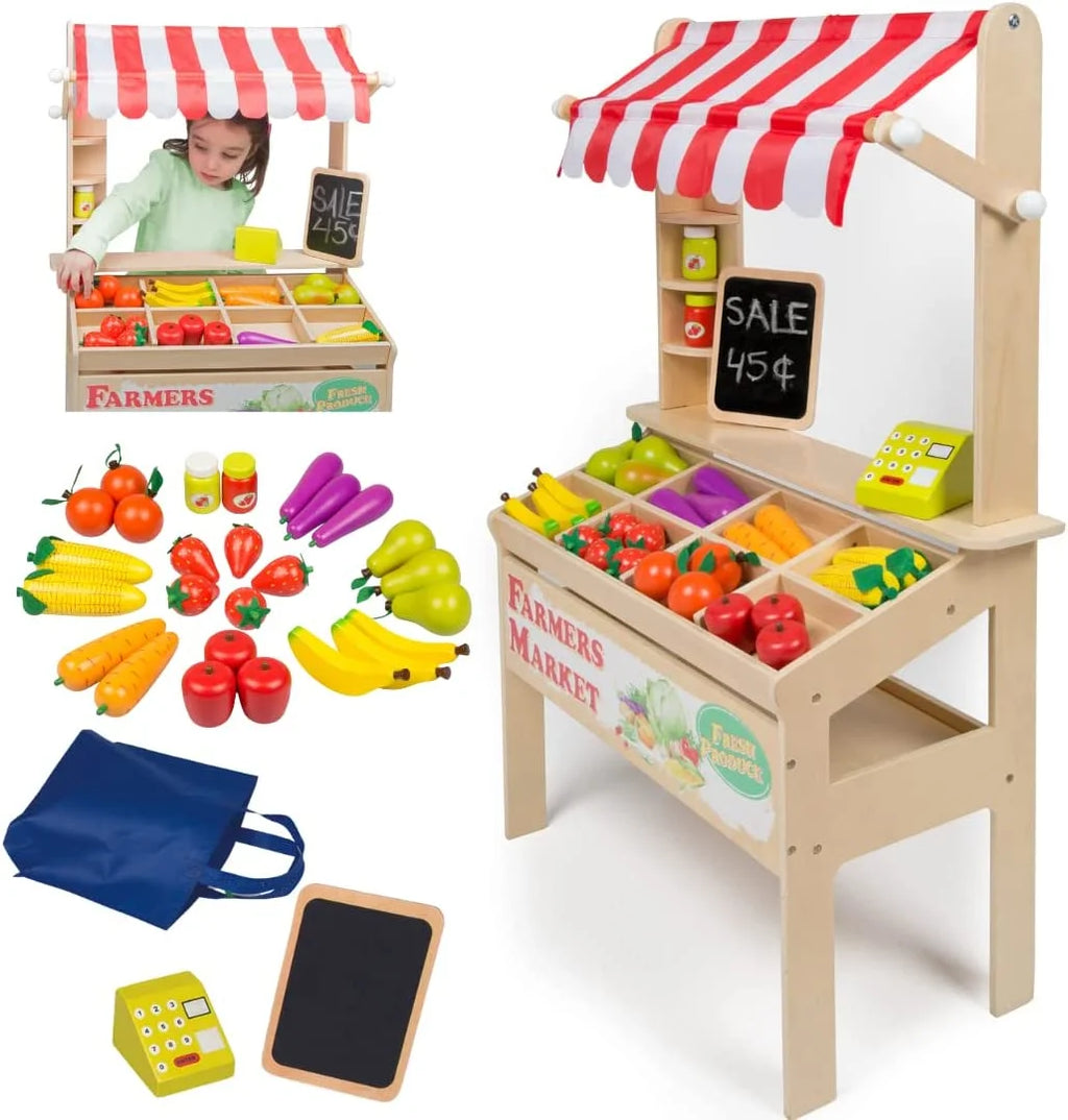 Wooden Farmers Market Stand with 30+ Pieces H729