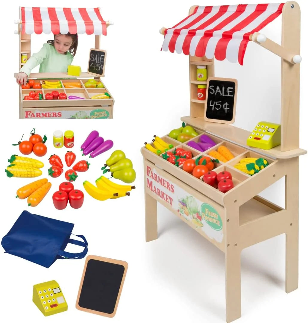 Wooden Farmers Market Stand with 30+ Pieces H729