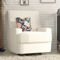 White Linen Swivel Glider Recliner Chair Y861163