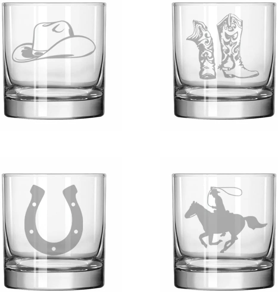 Set of 4 Glass 11 oz Rocks Whiskey Glass O389950