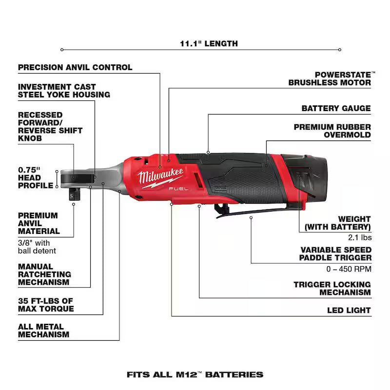 12V Lithium-Ion Brushless Cordless High Speed 3/8 in. Ratchet Kit N403264