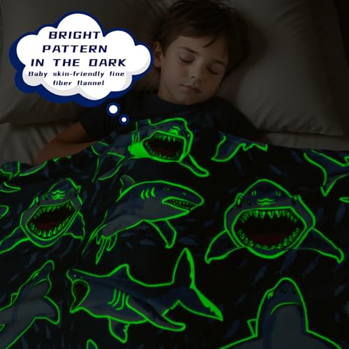 Glow in The Dark Shark Blanket 50x60 inch R1718