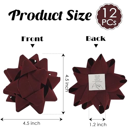 Dark Red Velvet Gift Bow 12 PCs G650
