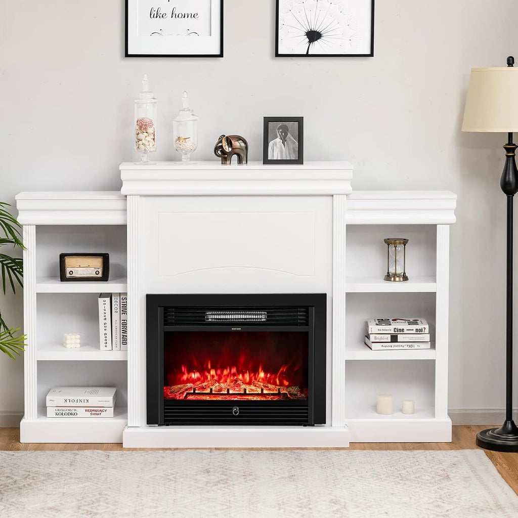 70 Electric Fireplace TV Stand with Remote Control, Open Shelves, Black F796