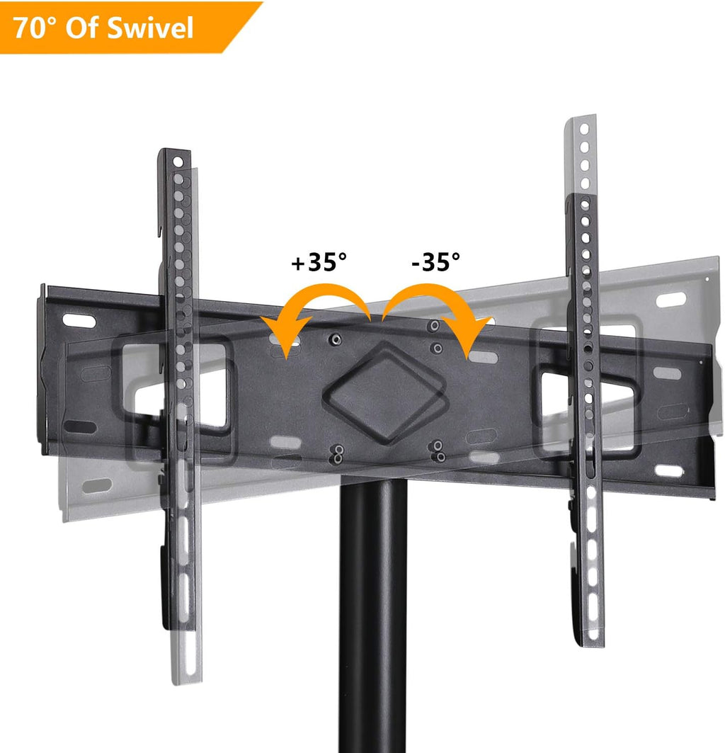 Rolling Wood TV Stand with Swivel Mount and Wheels S3099
