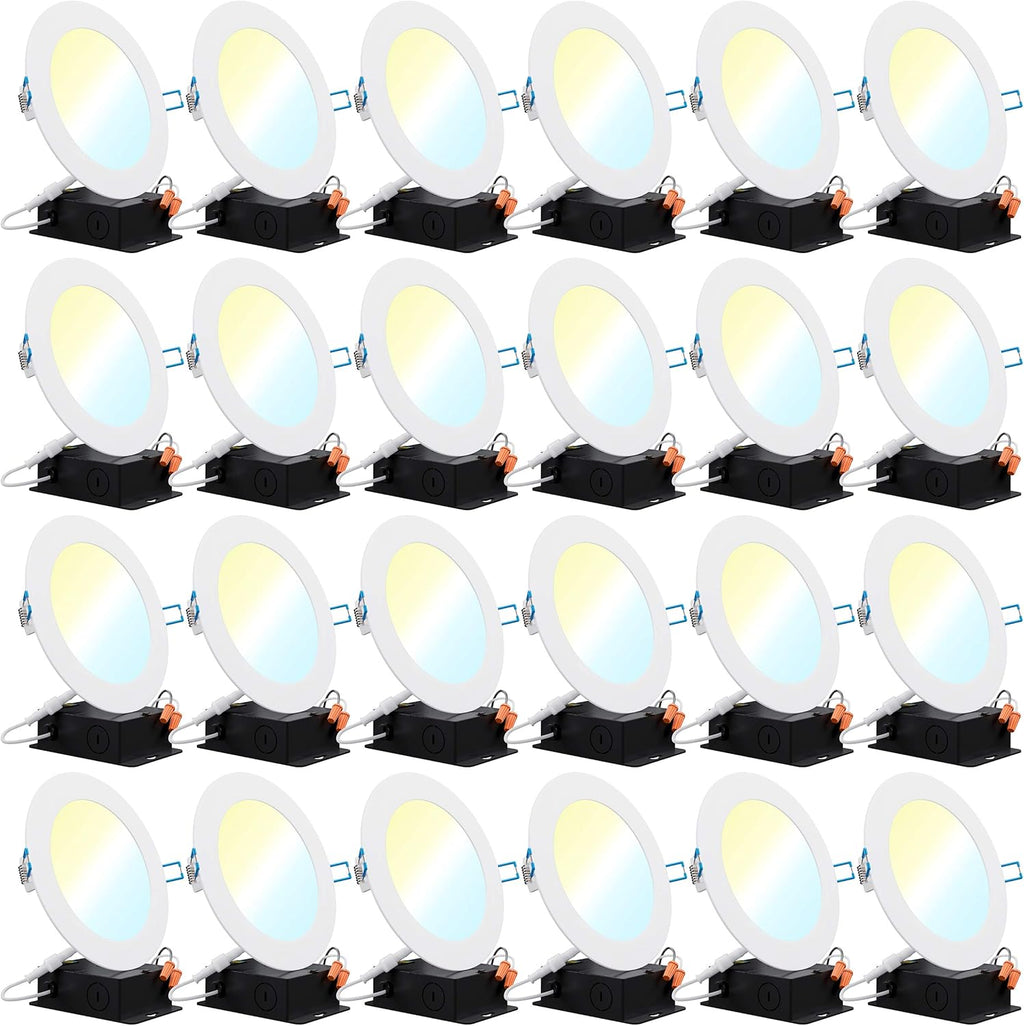 24 Pack 6 Inch LED Recessed Lighting 3000K Dimmable U37139