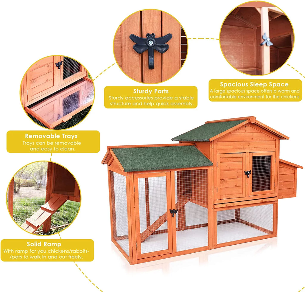 52'' Wooden Chicken Coop with Nesting Box F883