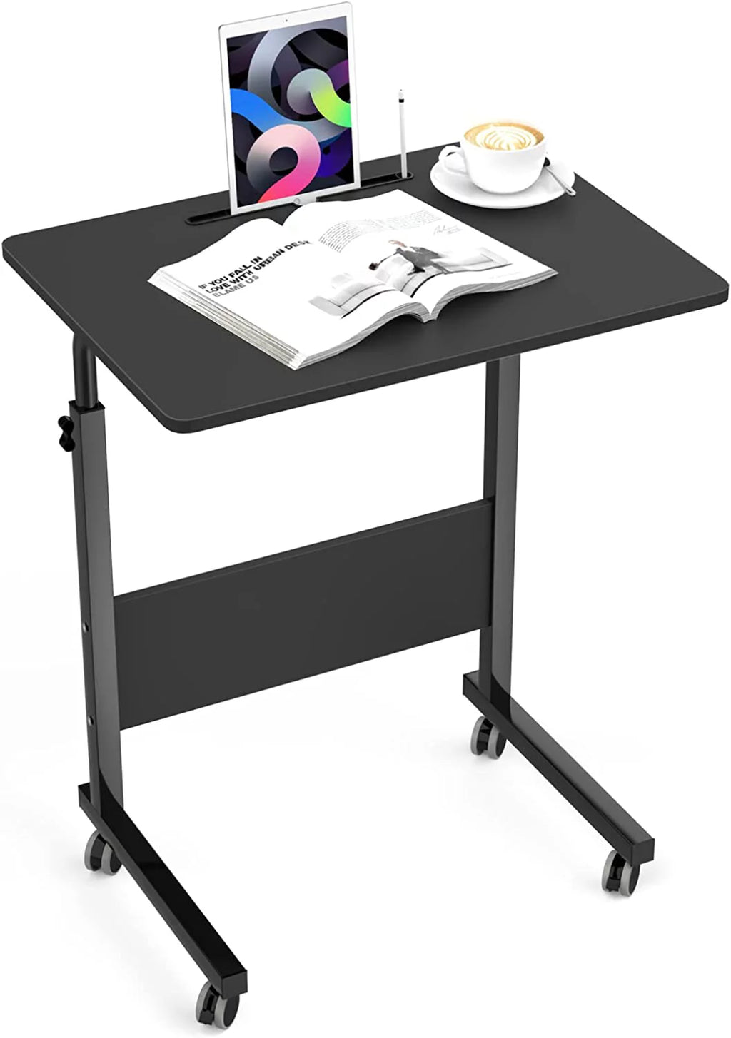 C-Shaped Side End Table with Wheels J946004
