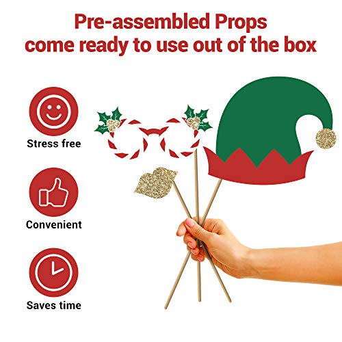 Christmas Photo Booth Props Set of 32 Red Green Gold Selfie Signs J44299