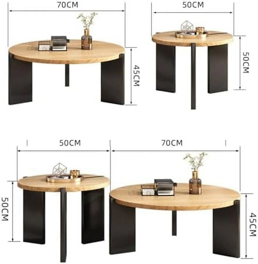 Solid Wood Round Coffee Table with Black Legs P17371