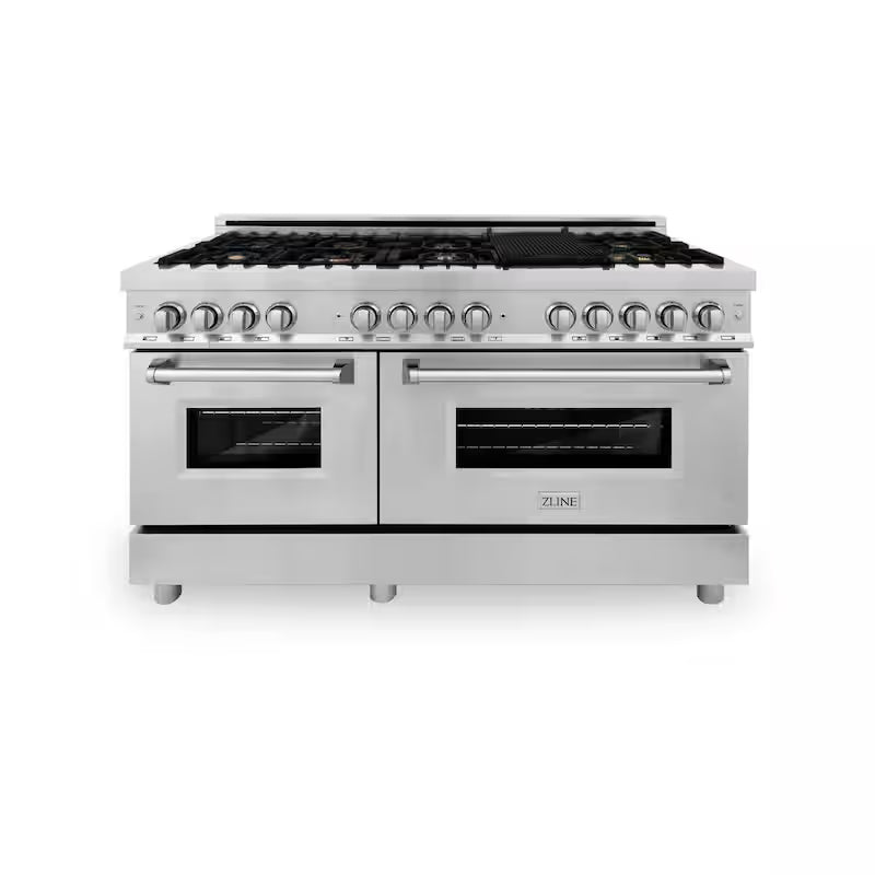 9 Burner Double Oven Dual Fuel Range with Brass Burners in Stainless Steel Q69763