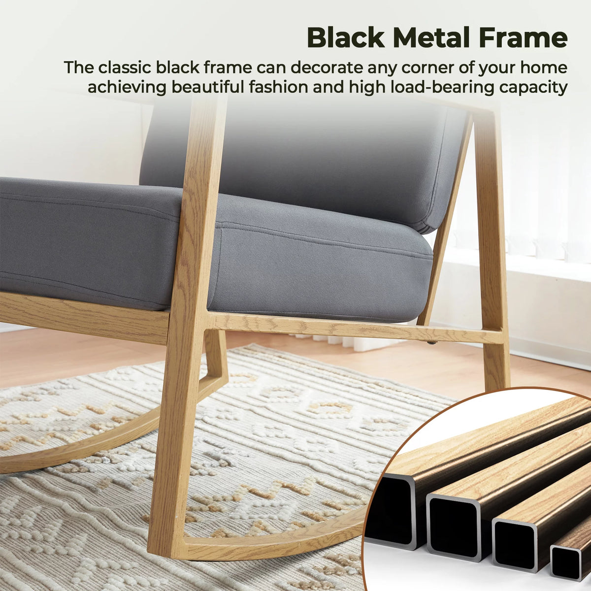 Gray Upholstered Rocking Chair H3179