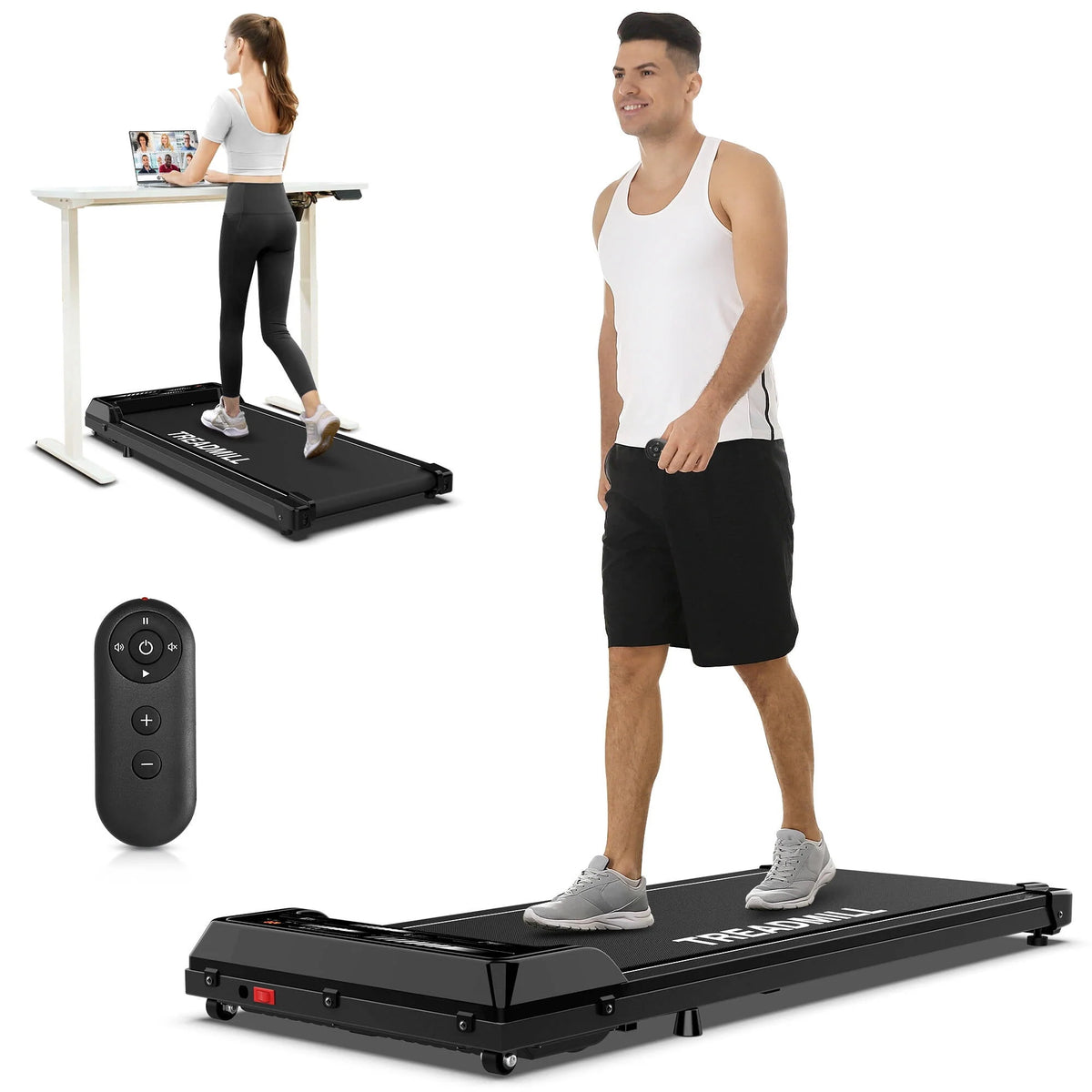 Black Portable Under Desk Treadmill Walking Pad Y19577
