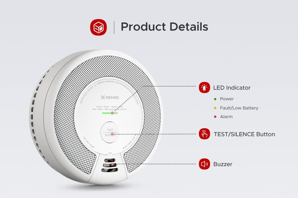 Wireless Interconnected Combination Smoke and Carbon Monoxide Detector, 10-Year Battery, Pack of 3 I77381
