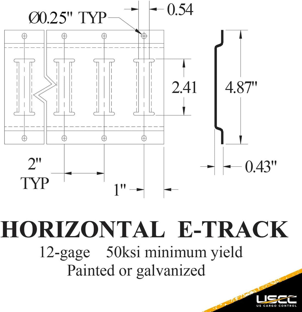 5 Foot Galvanized Steel E Track 5 Pack P70805