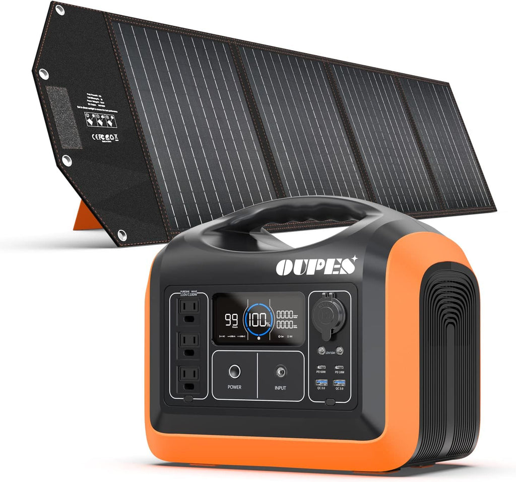 Portable Power Station 1100W with 2pcs Foldable Solar Panel 100W R263
