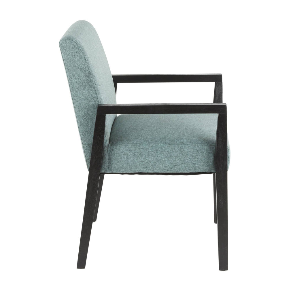 Teal Fabric and Black Wood Arm Chair Set of 2 N57609