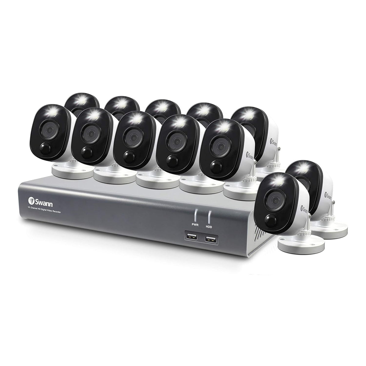 16 Channel 12 Bullet Camera 1080p HD DVR Indoor/Outdoor Wired CCTV System A368