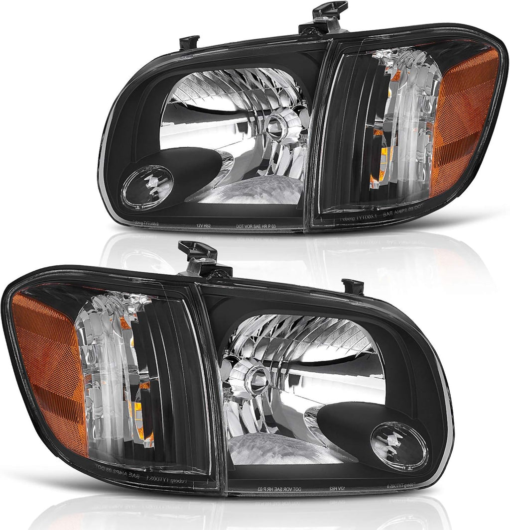 Headlight Assembly Pair Chrome Housing Amber Reflector E984389