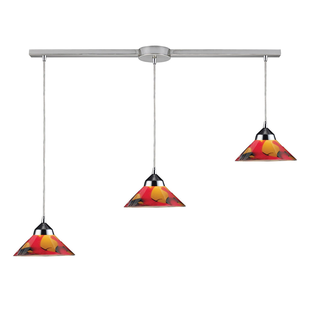 3 Light Pendant in Polished Chrome and Jasper Glass G566