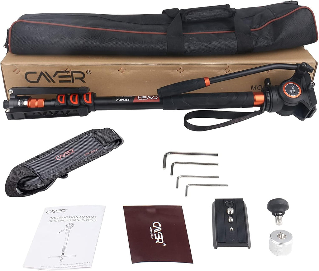 Lightweight Aluminum 71 inch Camera Monopod with Pan Tilt Fluid Head and Tripod Base C238236