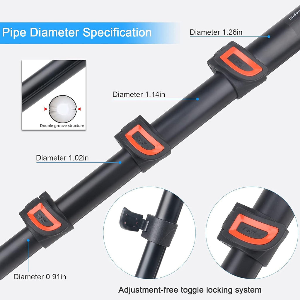 Lightweight Aluminum 71 inch Camera Monopod with Pan Tilt Fluid Head and Tripod Base C238236