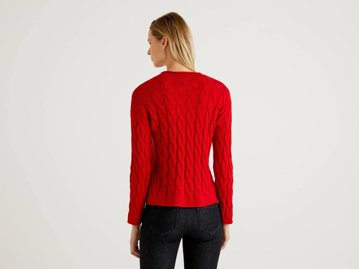 Cable Knit Sweater Size XL Red H7480