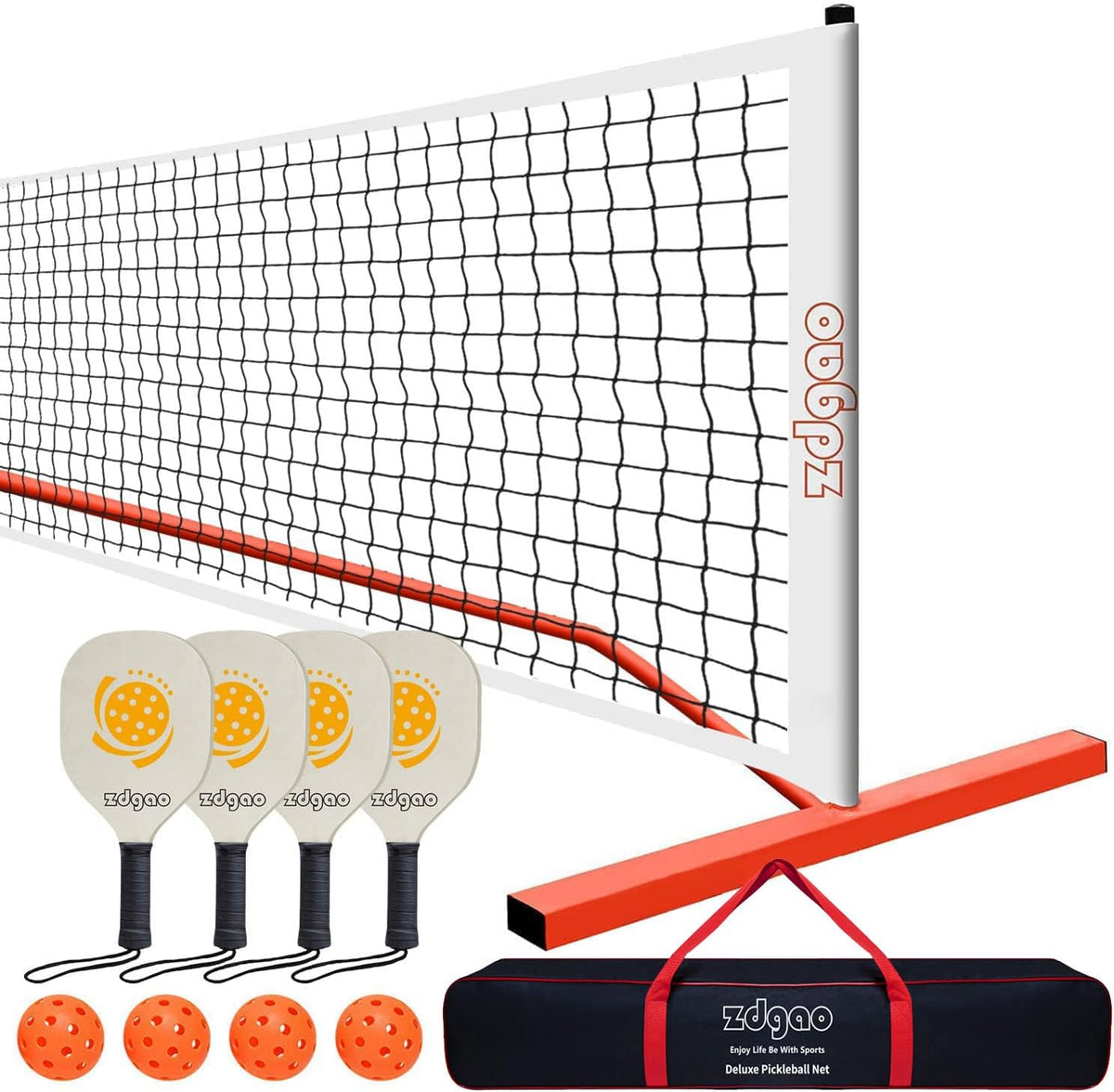 Portable Pickleball Net Set with 4 Paddles and Carry Bag P91640