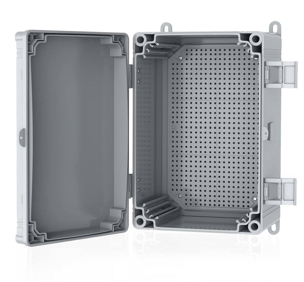 Hinged Cover Stainless Steel Latch Electrical Box Enclosure 400x300x170mm IP67 Waterproof ABS Plastic Enclosure V92001