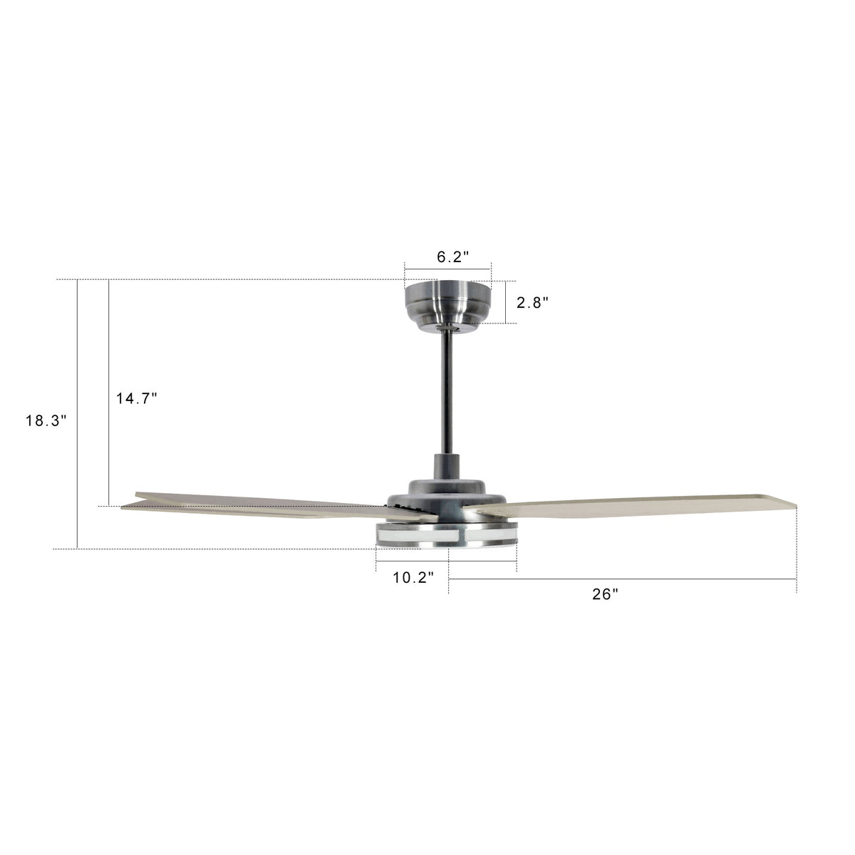White Modern Wood Ceiling Fan N65693