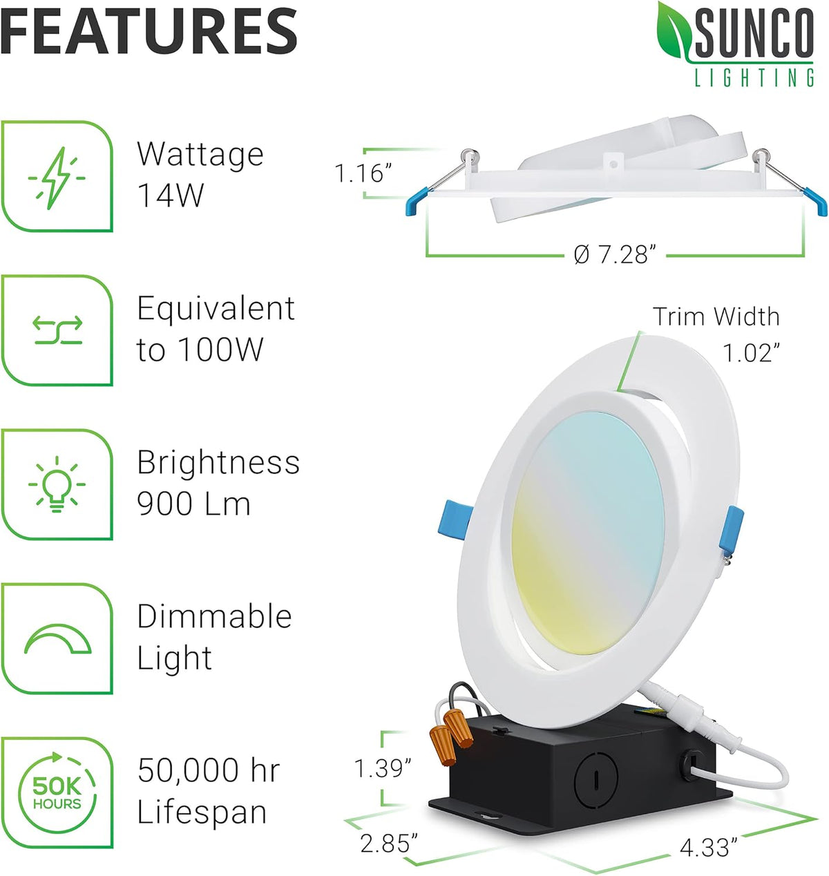 6 Inch Dimmable LED Recessed Lights 6 Pack W347051