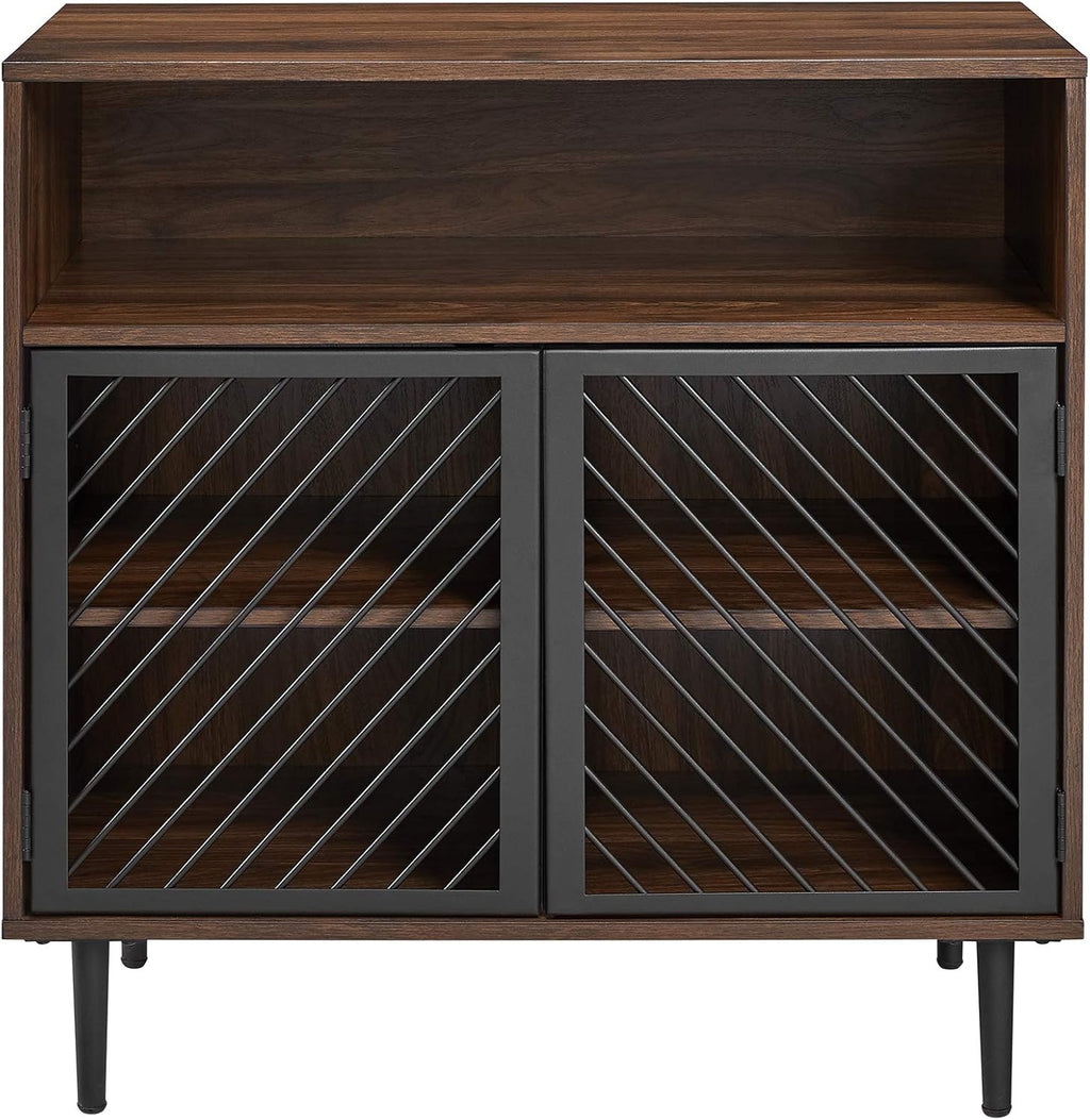 32 Inch Dark Walnut Buffet and Bar Cart O40449