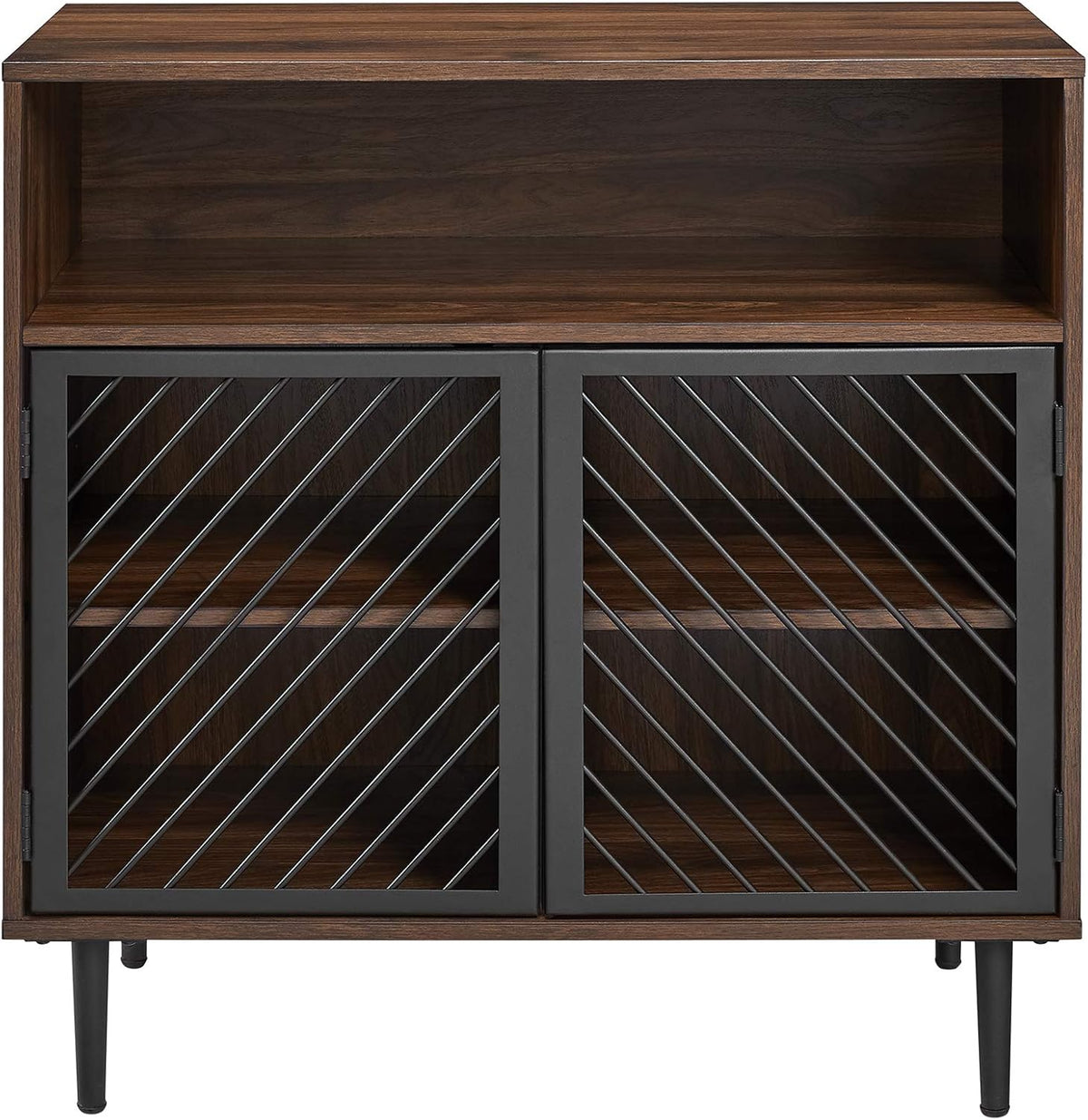 32 Inch Dark Walnut Buffet and Bar Cart O40449