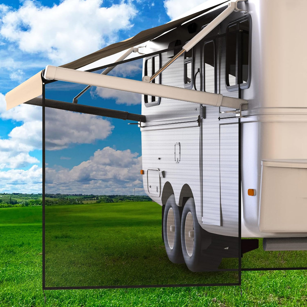 RV Awning Shade Screen 8x17.3' Mesh with Zipper E880678