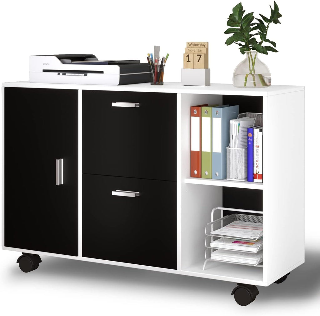 2 Drawer Mobile Lateral File Cabinet with Adjustable Shelf D822096
