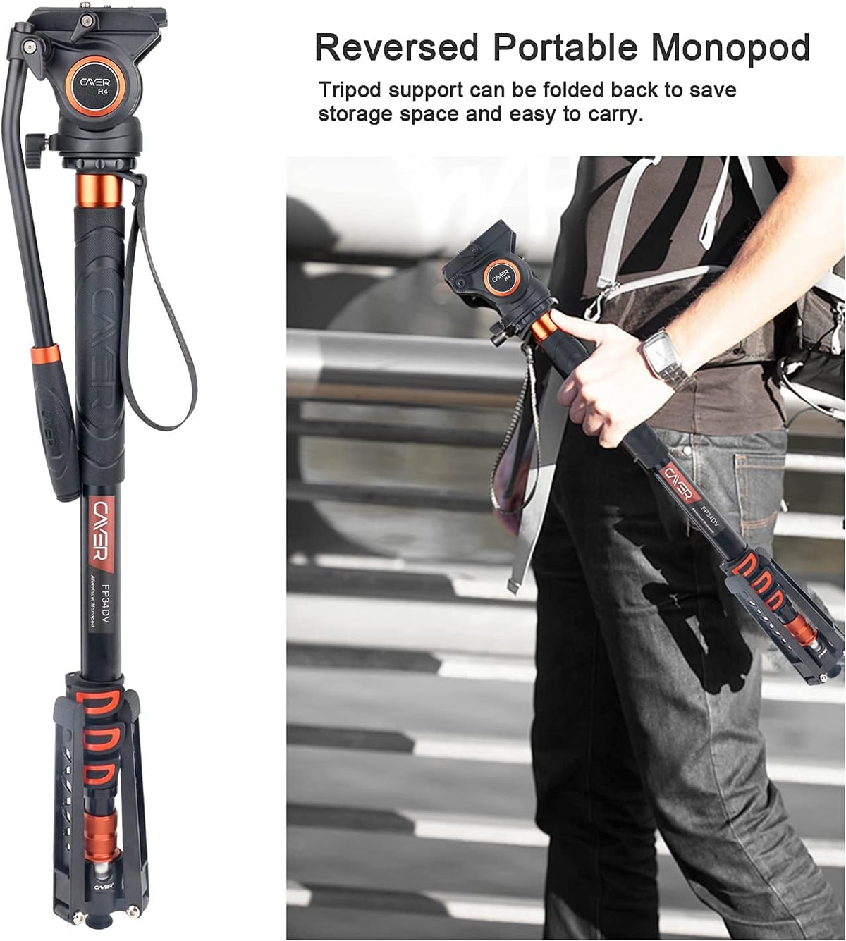 Lightweight Aluminum 71 inch Camera Monopod with Pan Tilt Fluid Head and Tripod Base C238236