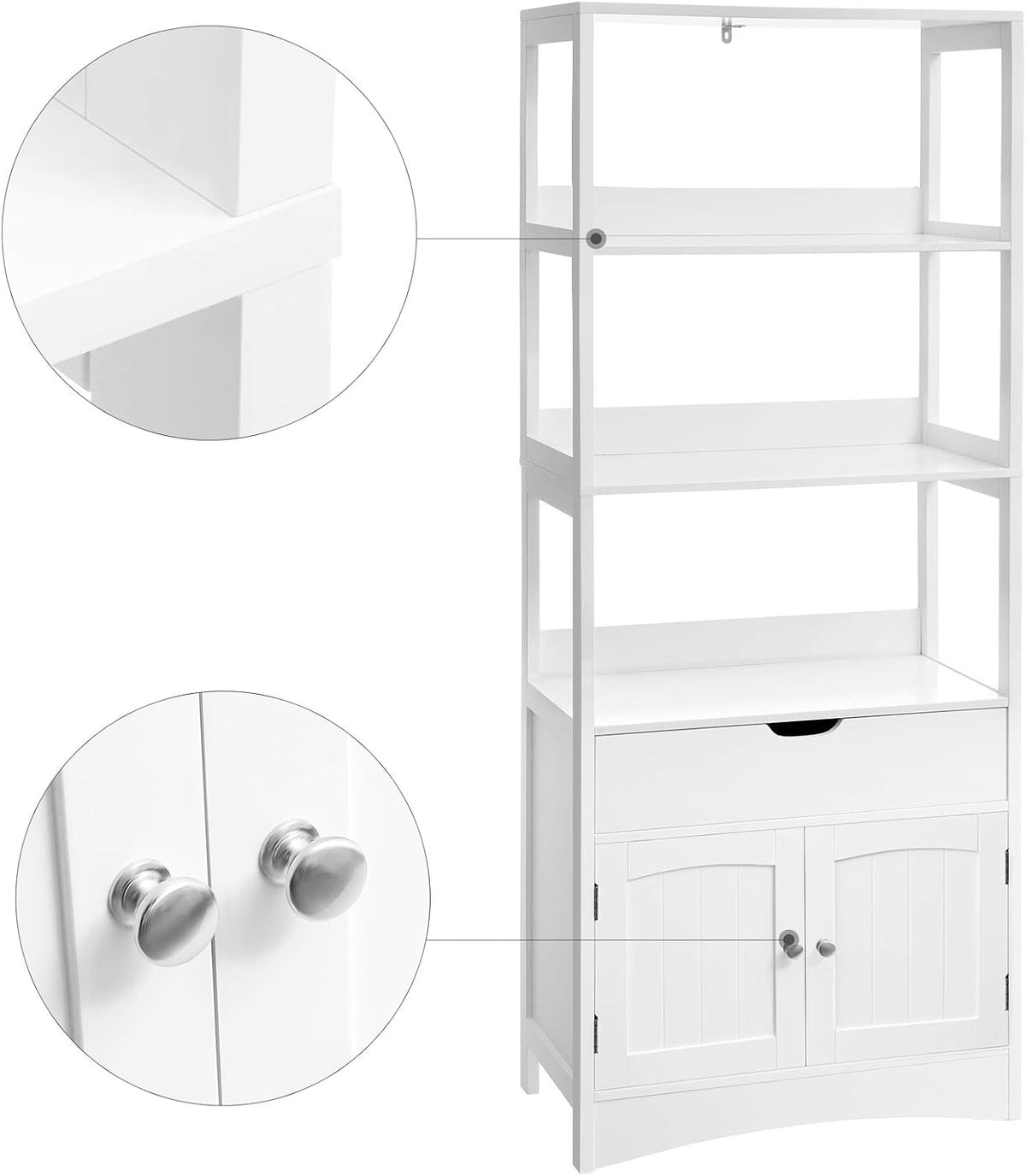 White Free Standing Storage Cabinet with 3 Shelves D5809