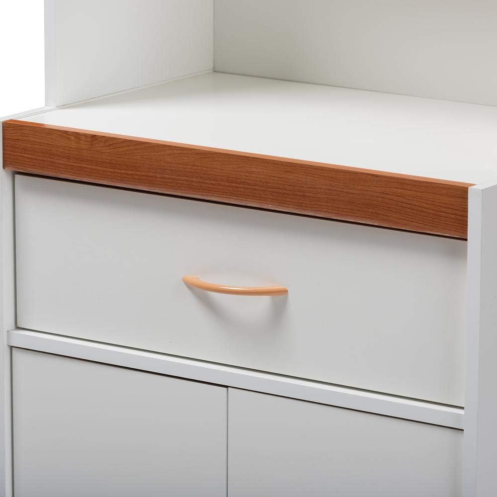 White and Cherry Finished Kitchen Cabinet and Hutch L29603