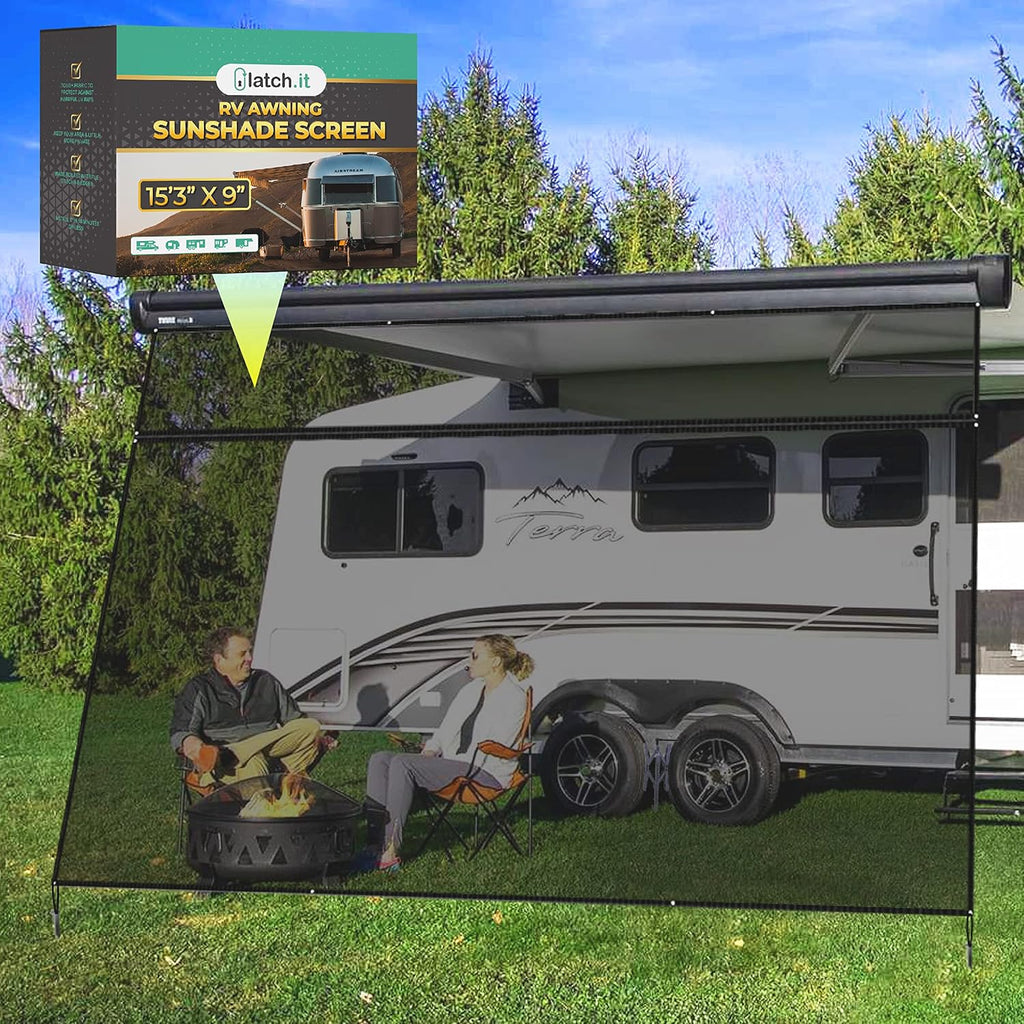 RV Awning Shade Screen 8x17.3' Mesh with Zipper E880678