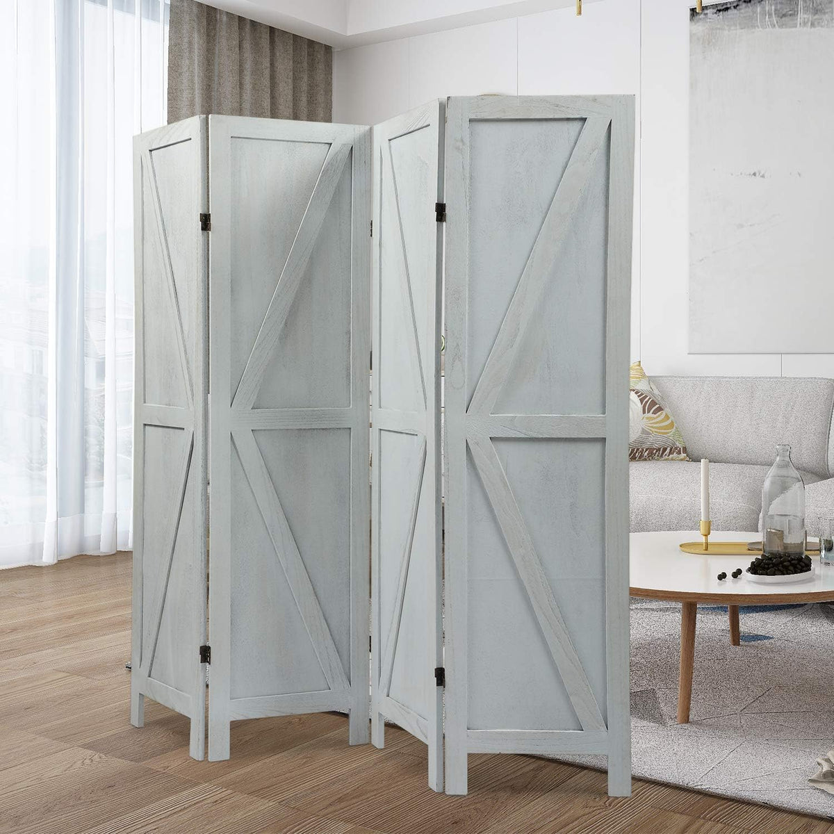 4 Panel Wood Folding Room Divider U36740