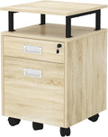 2 Drawer Wood Mobile File Cabinet with Shelf A6793