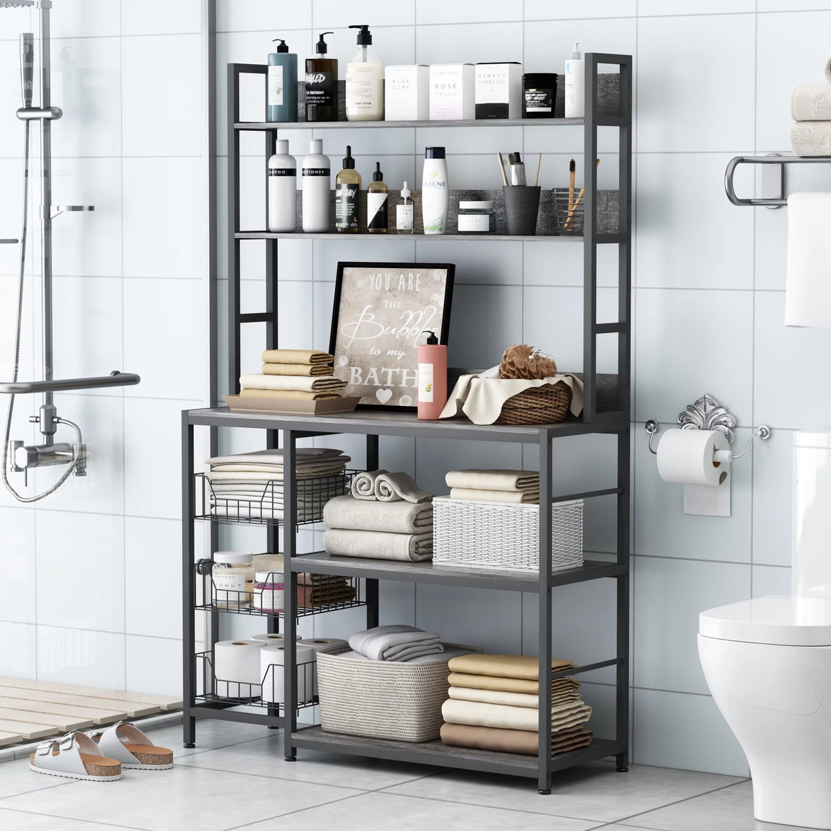 5-Tier Kitchen Bakers Rack with 3 Baskets Z755279